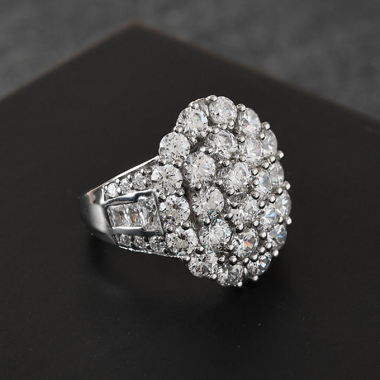 LUSTRO STELLA Hergestellt mit Feinster ZIRKONIA Ring 925 Silber platiniert ca. 7,97 ct