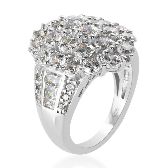LUSTRO STELLA Hergestellt mit Feinster ZIRKONIA Ring 925 Silber platiniert ca. 7,97 ct