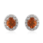 Madira Citrin und Zirkon Ohrstecker 925 Silber platiniert 0,85 Ct