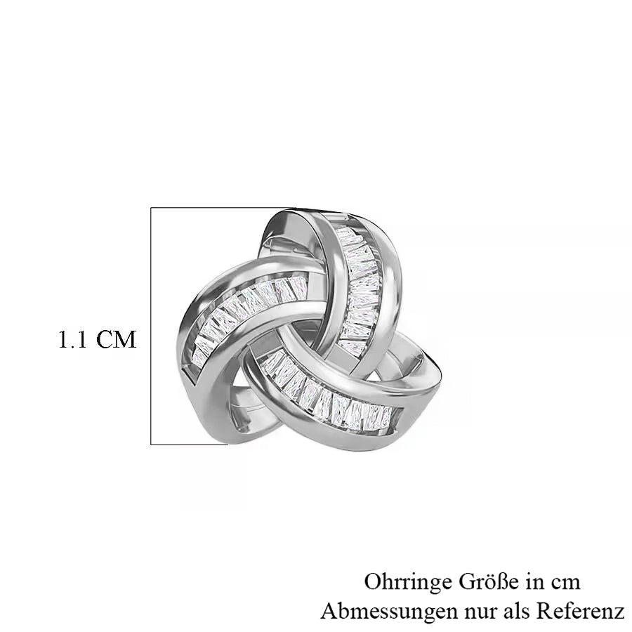 Diamant Knoten Ohrstecker, 925 Silber vergoldet, ca. 0.25 ct