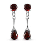 Roter Granat Tropfen Ohrringe 925 Silber platiniert ca. 2,99 ct