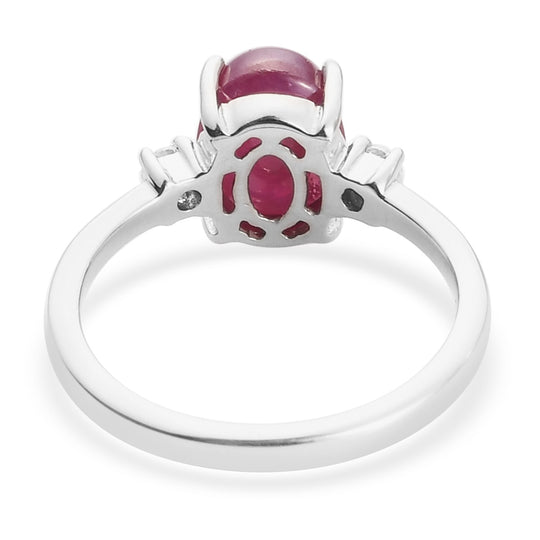 Stern Rubin und Zirkon Ring 925 Silber platiniert ca. 2,99 ct
