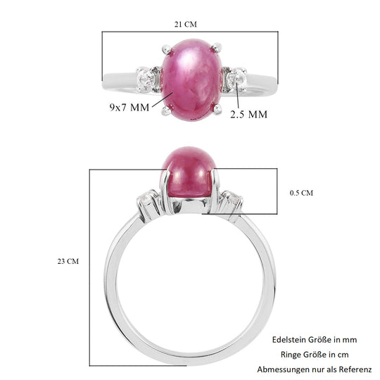 Stern Rubin und Zirkon Ring 925 Silber platiniert ca. 2,99 ct
