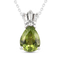 Peridot und Zirkon Anhänger mit Kette 50 cm 925 Silber platiniert ca. 1,57 ct