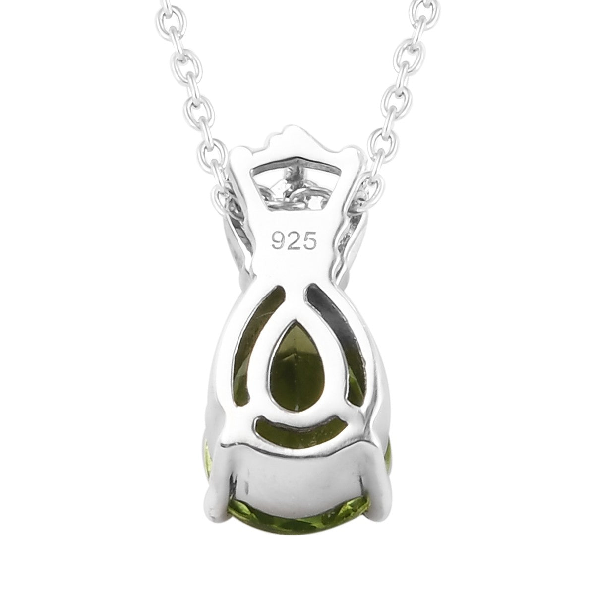 Peridot und Zirkon Anhänger mit Kette 50 cm 925 Silber platiniert ca. 1,57 ct