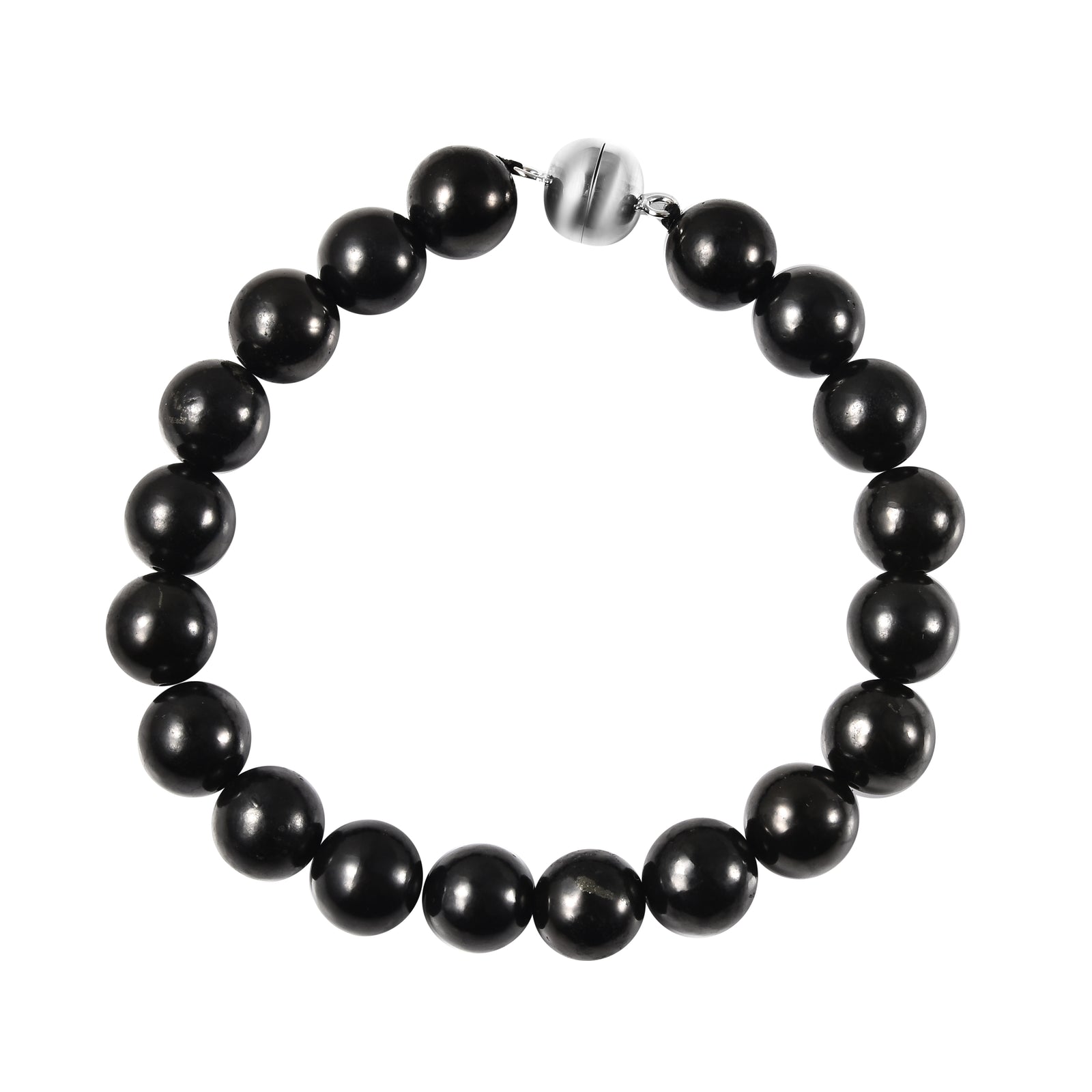Shungit flexibel Armband ca. 20 cm lange mit Magnetschloss 925 Silber rhodiniert