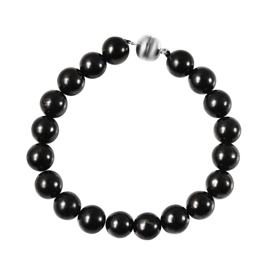Shungit flexibel Armband ca. 20 cm lange mit Magnetschloss 925 Silber rhodiniert