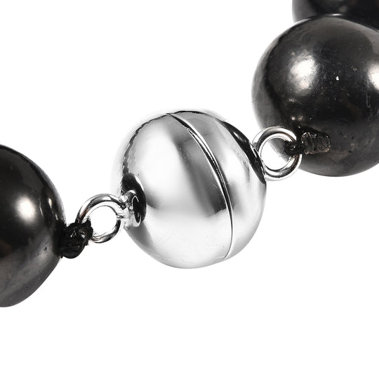 Shungit flexibel Armband ca. 20 cm lange mit Magnetschloss 925 Silber rhodiniert