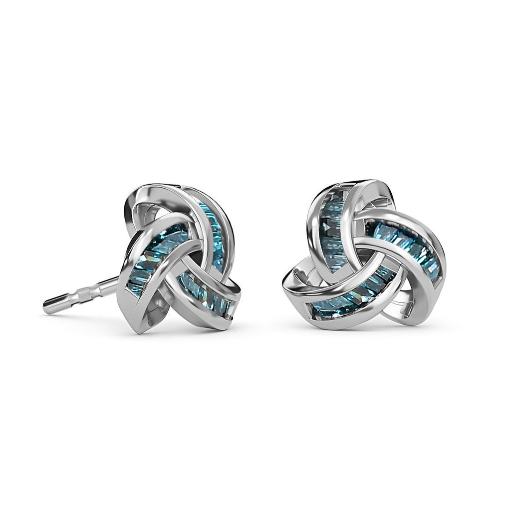 Diamant Knoten Ohrstecker, 925 Silber vergoldet, ca. 0.25 ct