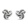 D'Joy grüne Diamant Liebesknoten Ohrstecker, 925 Silber platiniert - 0,25 ct.