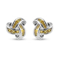 D'Joy gelbe Diamant Liebesknoten Ohrstecker, 925 Silber platiniert - 0,25 ct.