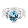 Schweizer Blautopas und Zirkon Ring 925 Silber platiniert (Größe 16.00) ca. 2,11 ct