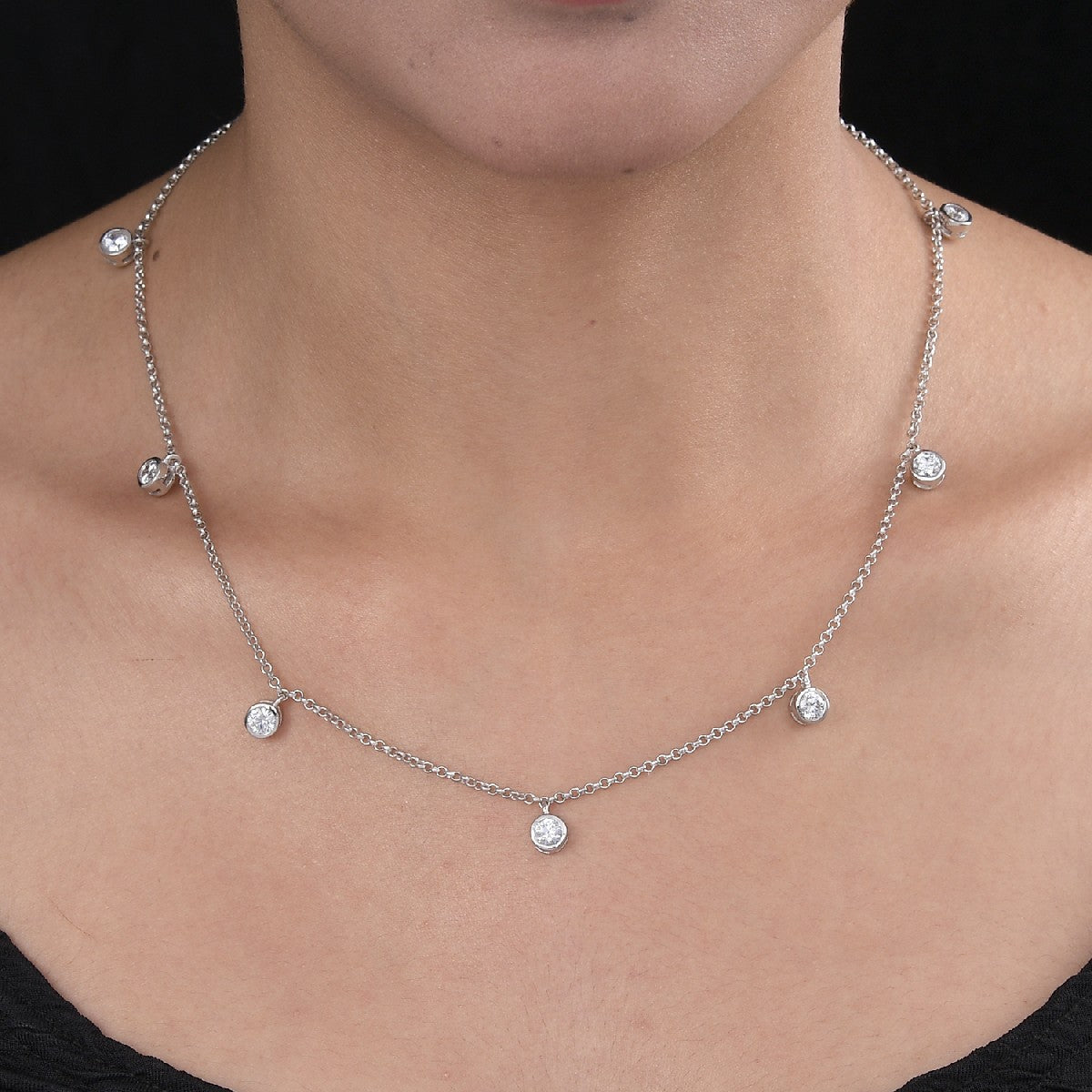 LUSTRO STELLA Hergestellt mit Feinster ZIRKONIA Halskette ca. 45 cm lange 925 Silber platiniert ca. 4,52 ct