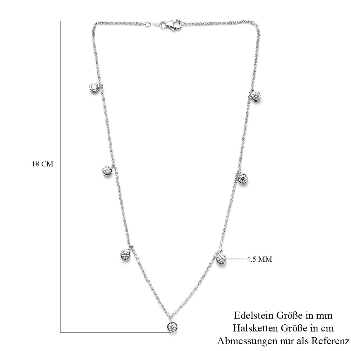 LUSTRO STELLA Hergestellt mit Feinster ZIRKONIA Halskette ca. 45 cm lange 925 Silber platiniert ca. 4,52 ct