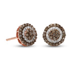 Natürliche Champagner Diamant-Ohrstecker, 925 Silber Roségold Vermeil ca. 0,50 ct