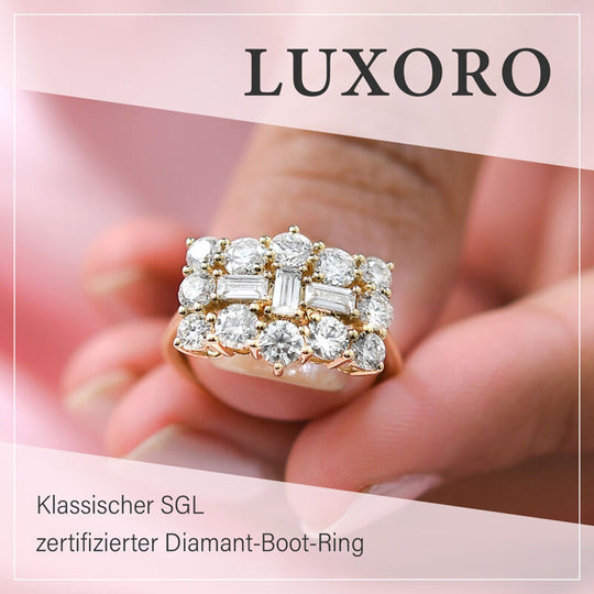 ILIANA Diamant Boot-Ring, zertifiziert SI G-H, 750 Gelbgold (Größe 17.00) ca. 1.00 ct