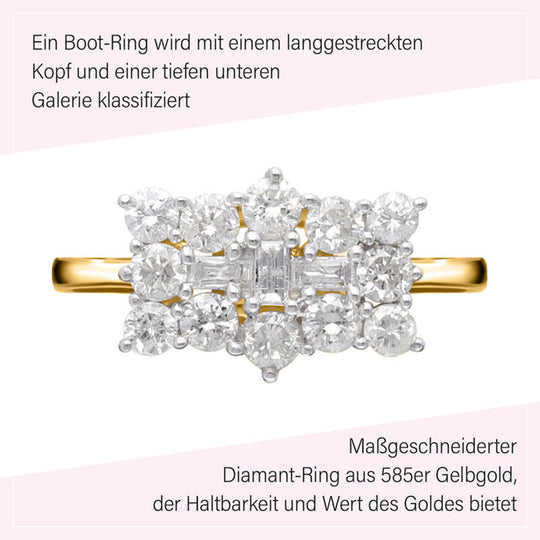 ILIANA Diamant Boot-Ring, zertifiziert SI G-H, 750 Gelbgold (Größe 17.00) ca. 1.00 ct
