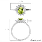 AA Peridot, Zirkon Ring 925 Silber Platiniert (Größe 17.75) ca. 1,31 ct