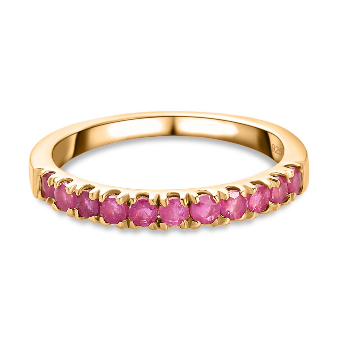 AA Afrikanischer Rubin (Fissure gefüllt) Ring 925 Silber 585 Vergoldet (Größe 9.00) ca. 0.50 ct