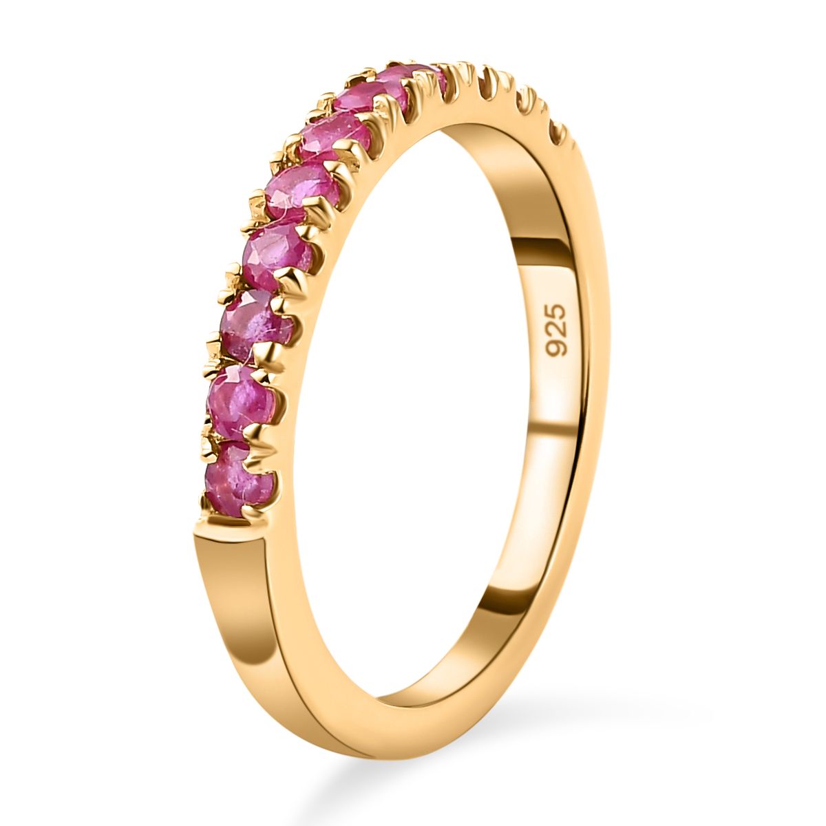 AA Afrikanischer Rubin (Fissure gefüllt) Ring 925 Silber 585 Vergoldet (Größe 9.00) ca. 0.50 ct