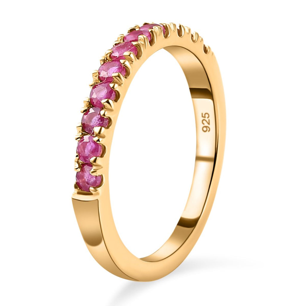 AA Afrikanischer Rubin (Fissure gefüllt) Ring 925 Silber 585 Vergoldet (Größe 9.00) ca. 0.50 ct