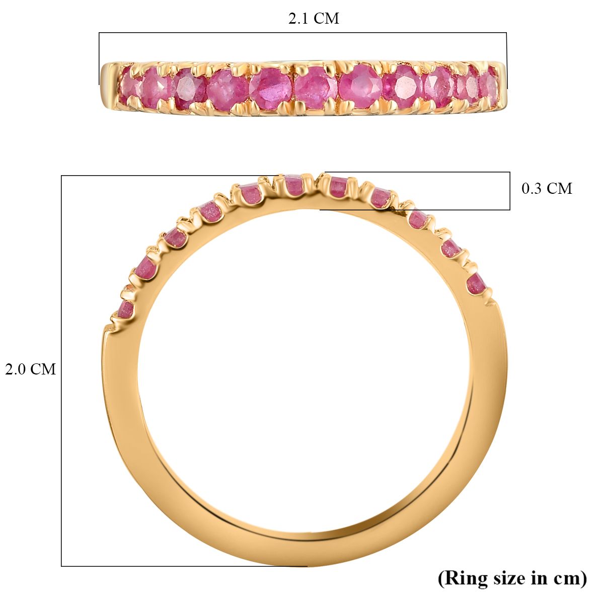 AA Afrikanischer Rubin (Fissure gefüllt) Ring 925 Silber 585 Vergoldet (Größe 9.00) ca. 0.50 ct