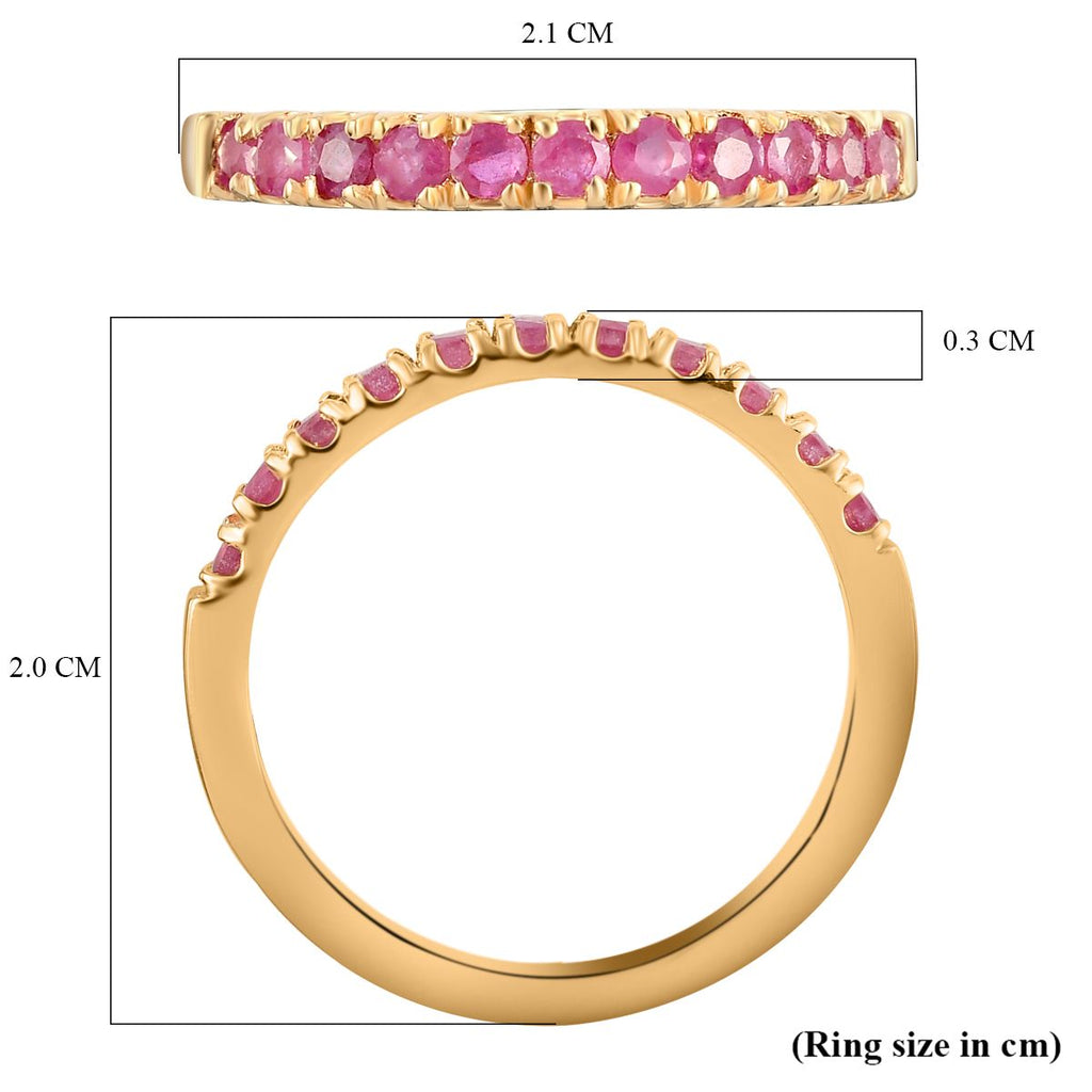 AA Afrikanischer Rubin (Fissure gefüllt) Ring 925 Silber 585 Vergoldet (Größe 9.00) ca. 0.50 ct