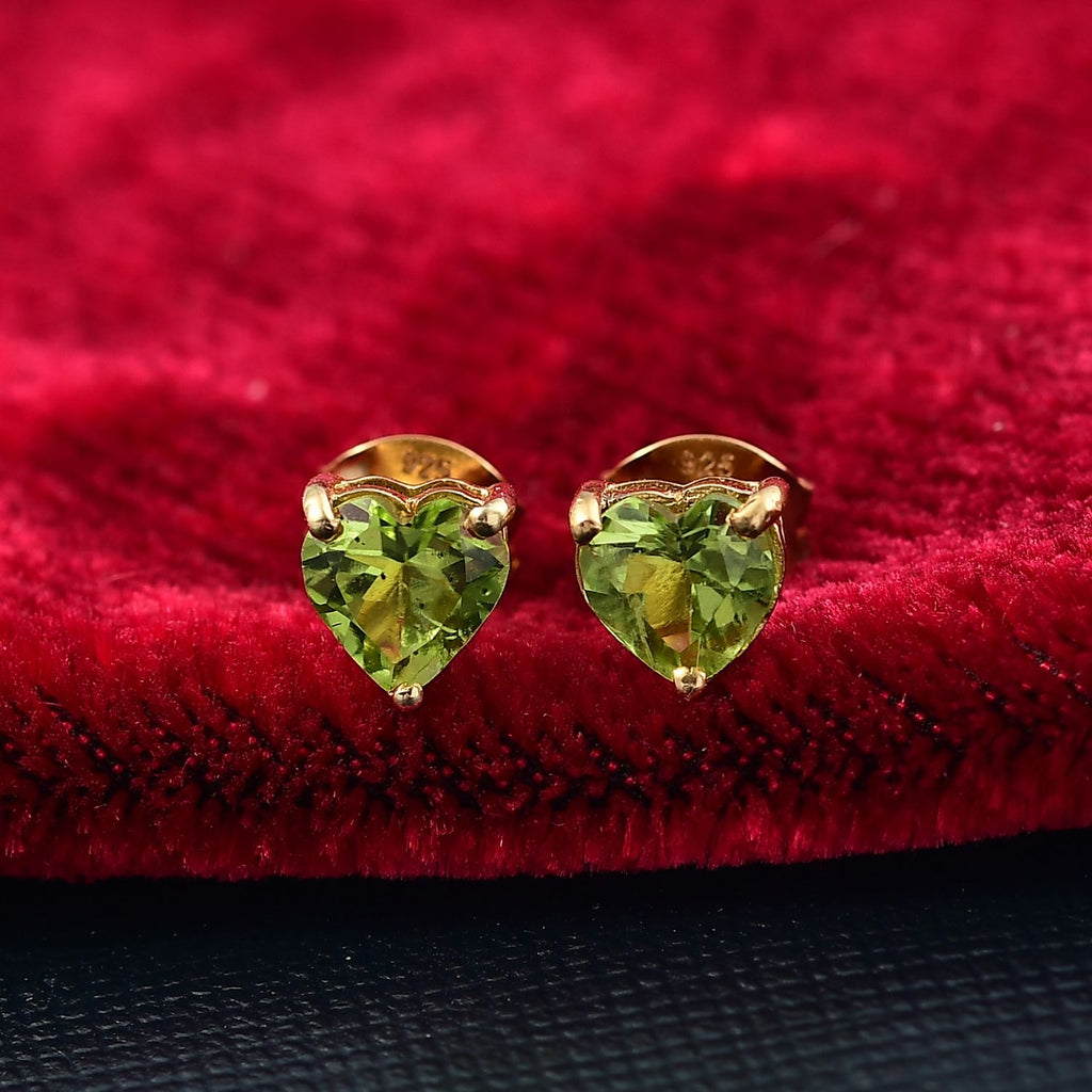 Peridot Ohrstecker 925 Silber vergoldet ca. 1.28 ct