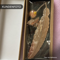 Metallfeder-Lesezeichen mit 3D-Schmetterling und ewigem Blumen-Glaskugel, Silberfarben mit Rosa Kristalle