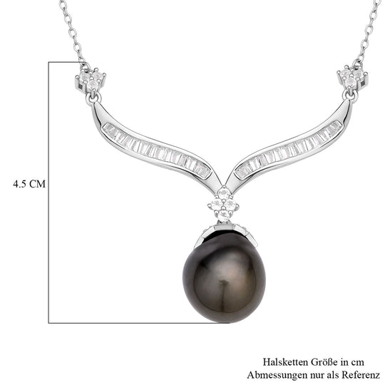 Tahiti-Zuchtperlen-Halskette, 9-12mm, ca. 50 cm, 925 Silber rhodiniert