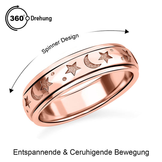 Mystischer Anti-Stress-Spinning Ring, platiniertes Silber