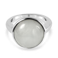 Weißer Jade Solitär-Ring, 925 Silber rhodiniert (Größe 16.00) ca. 11,36 ct