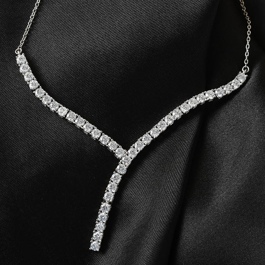 LUSTRO STELLA Hergestellt mit Feinster ZIRKONIA Halskette 45 cm lange 925 Silber platiniert ca. 9,94 ct