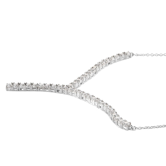 LUSTRO STELLA Hergestellt mit Feinster ZIRKONIA Halskette 45 cm lange 925 Silber platiniert ca. 9,94 ct