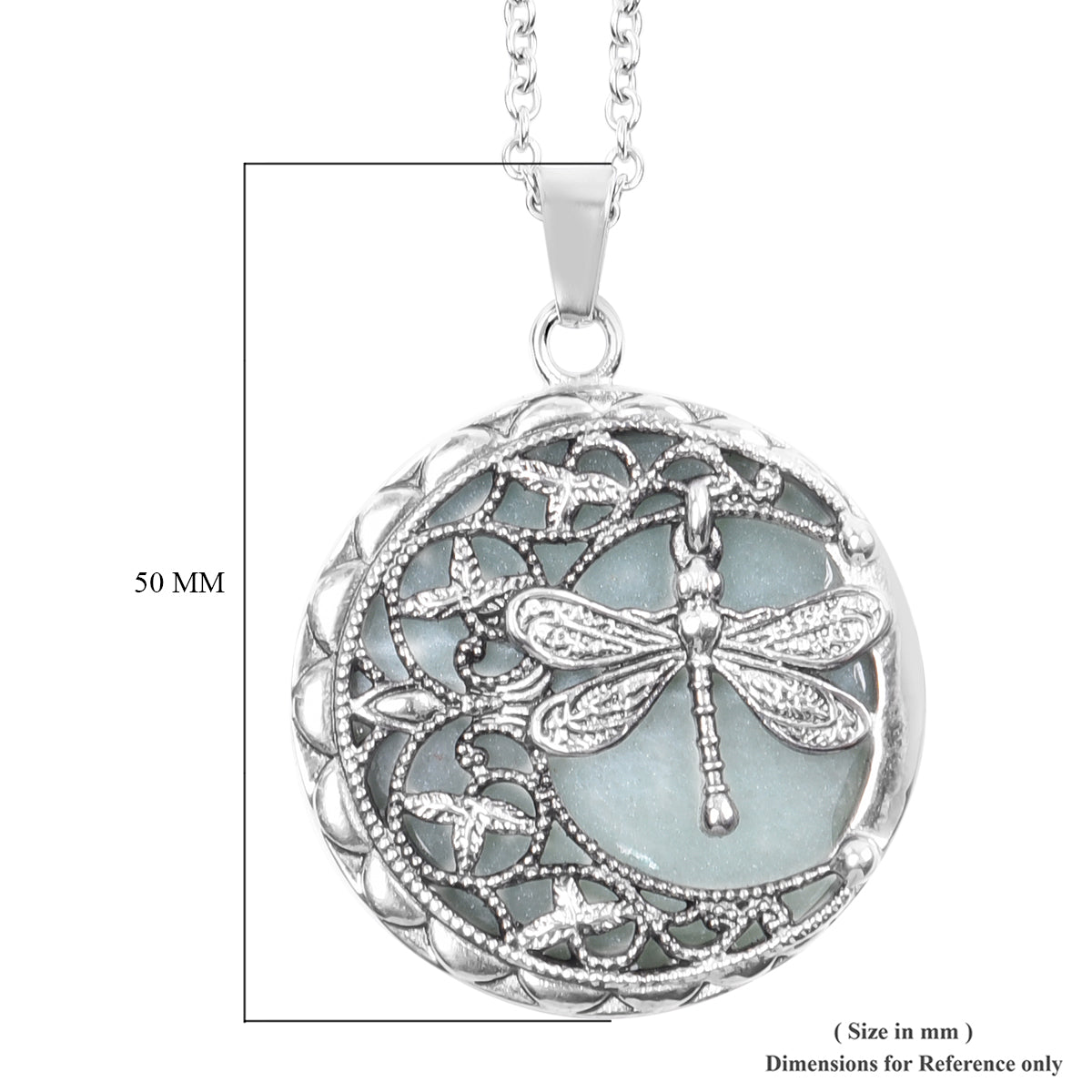 Grüner Aventurin Anhänger mit Kette ca. 50 cm in Edelstahl