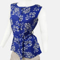 Frauen Sleeve Top mit Blumen, Blau, Größe 40