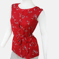 Frauen Sleeve Top mit Blumen, Rot, Größe 40