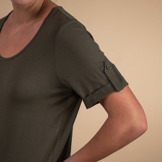 Damen kurzes Ärmel T-Shirt, Khaki