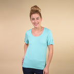 Damen kurzes Ärmel T-Shirt, Hellblau