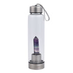 Glas Wasserflasche mit regenbogen Flourit Edelstein 600ml