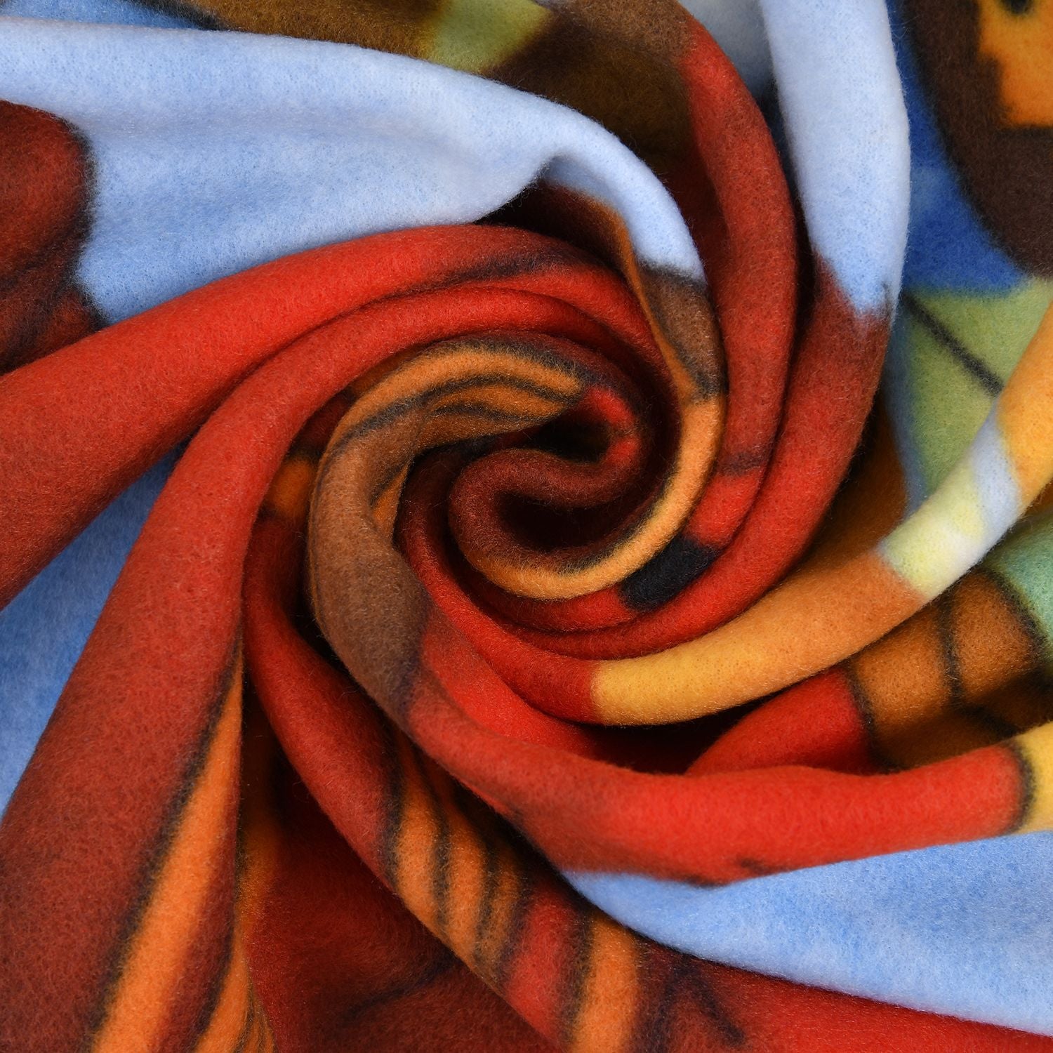 Superweiche Fleecedecke mit Weihnachtsmann Muster, Größe 130x170 cm, Blau und Mehrfarbig, Kamin