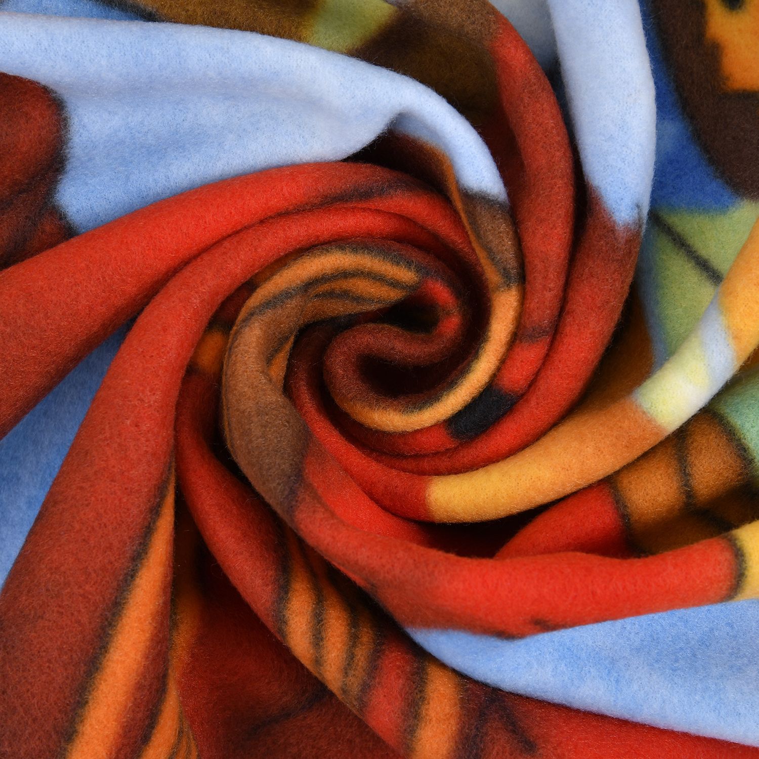Superweiche Fleecedecke mit Weihnachtsmann Muster, Größe 130x170 cm, Blau und Mehrfarbig, Kamin