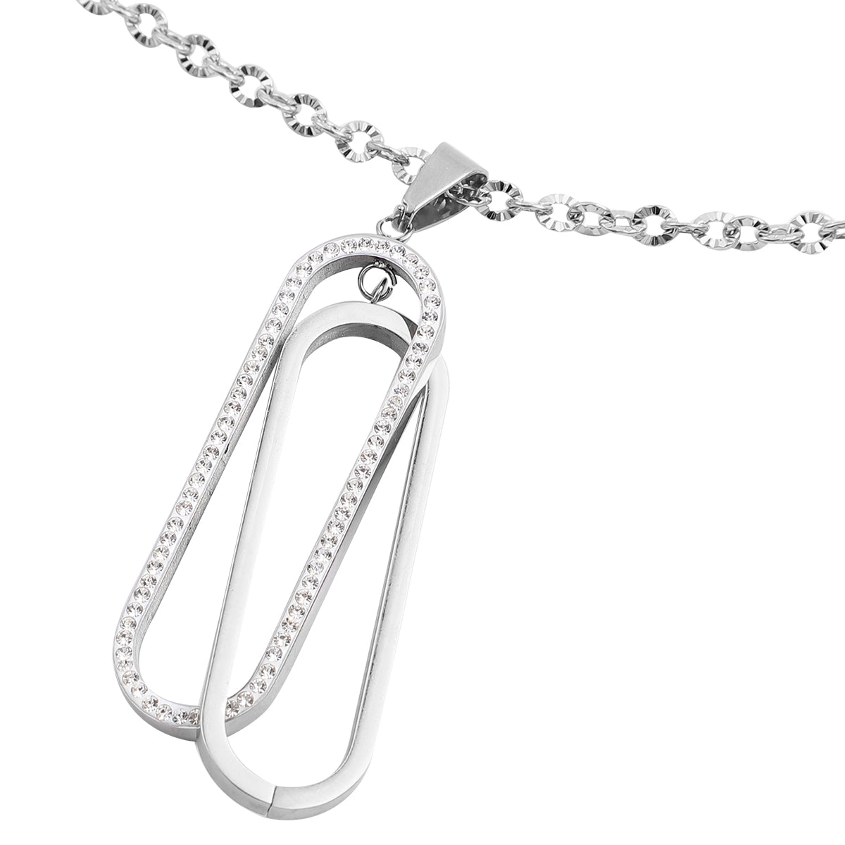 Weißer Zirkonia Anhänger mit Kette ca. 71 cm Edelstahl ca. 0,10 ct