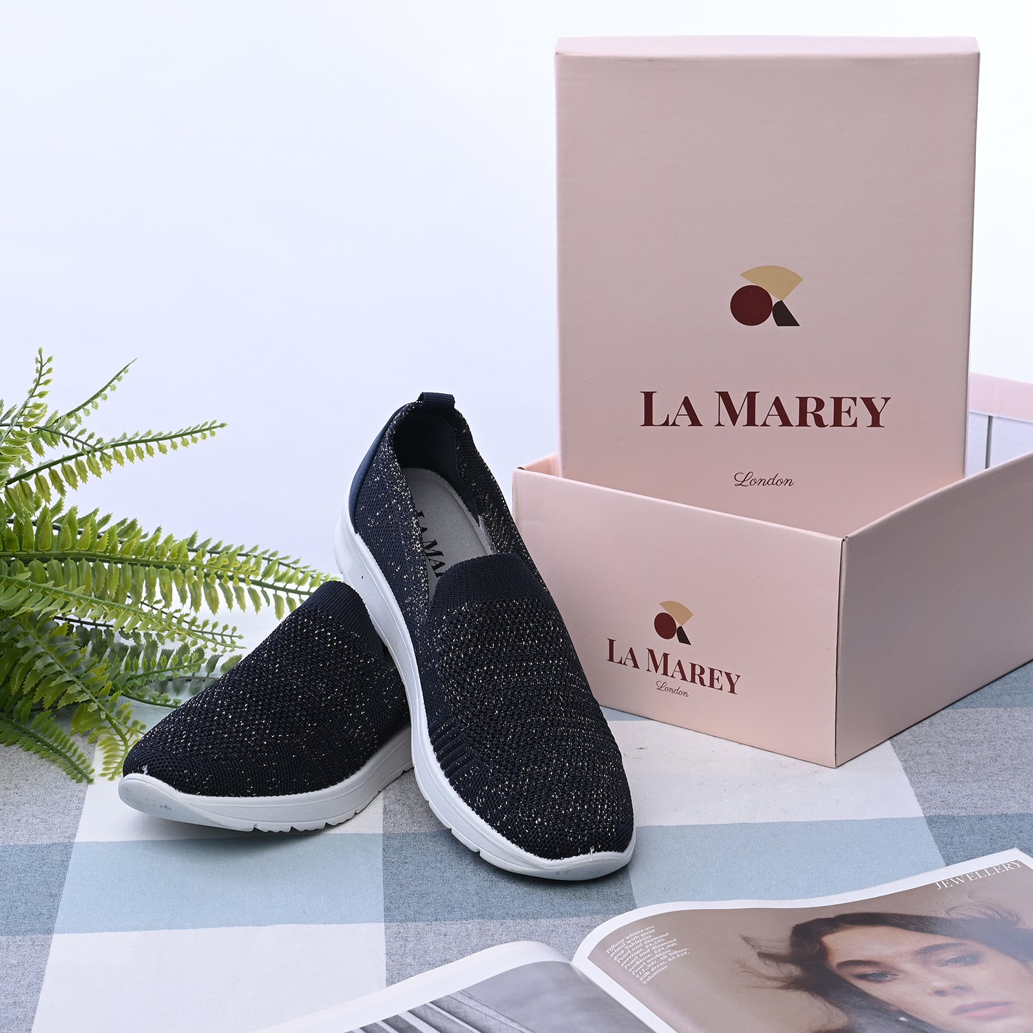 LA MAREY - Damenschuhe mit rutschfester Sohle, Größe 37, Dunkelblau