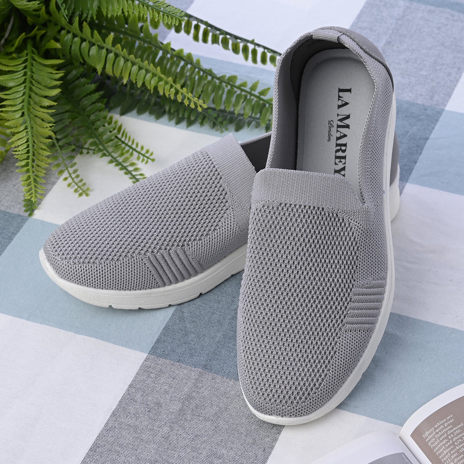 LA MAREY - Damenschuhe mit rutschfester Sohle, Größe 38, Grau