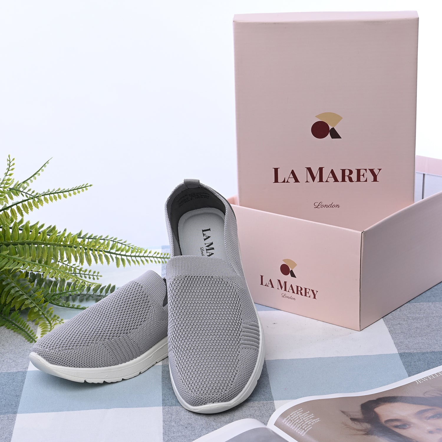 LA MAREY - Damenschuhe mit rutschfester Sohle, Größe 38, Grau