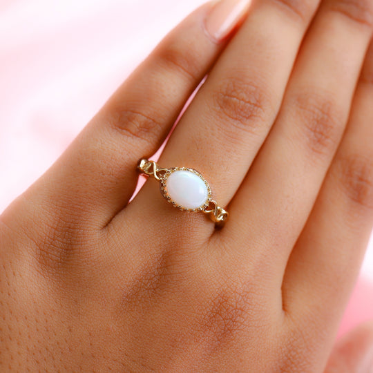 Natürlicher Äthiopischer Opal Ring vergoldet ca. 1,43 ct
