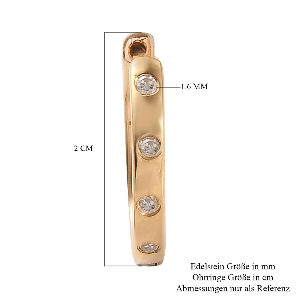 Diamant-Creolen, 925 Silber Gelbgold Vermeil ca. 0.15 ct