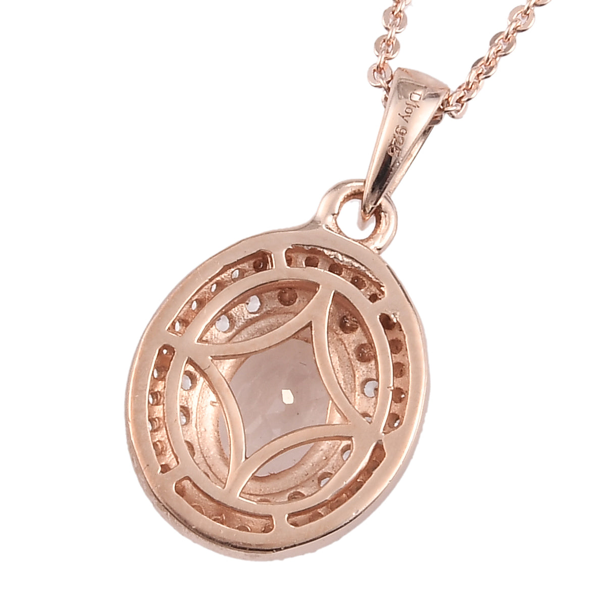 Marropino Morganit und Zirkon-Anhänger mit Silberkette, 50 cm, 925 Silber Roségold Vermeil ca. 1.60 ct
