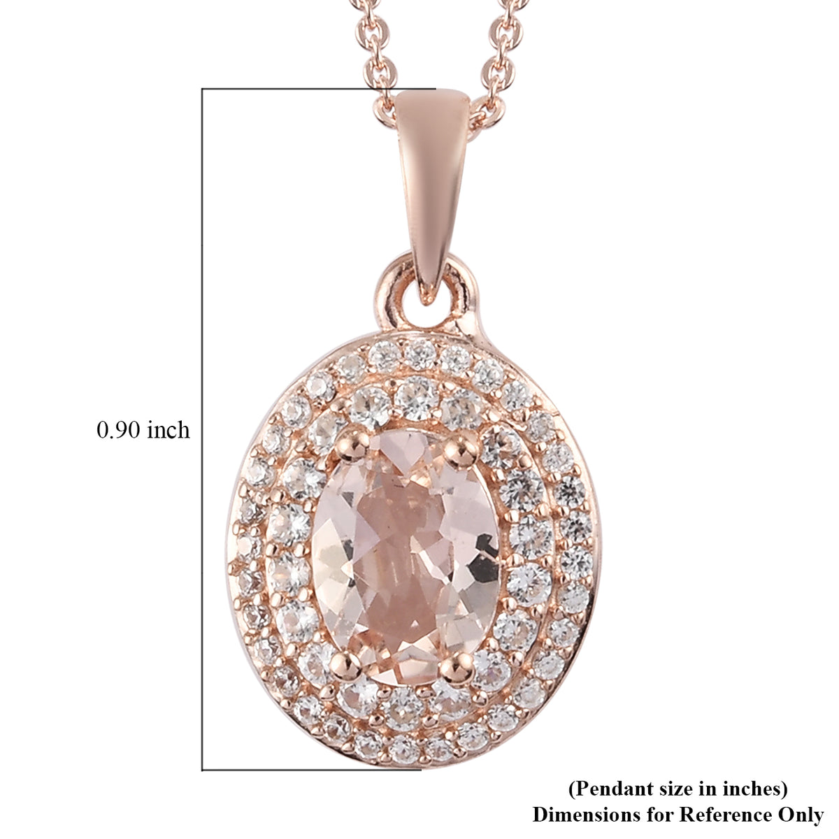 Marropino Morganit und Zirkon-Anhänger mit Silberkette, 50 cm, 925 Silber Roségold Vermeil ca. 1.60 ct